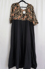 Black Floral Yoke Rayon Kurta
