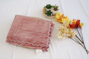 Dusty Rose Silk Saree with Silver Mirror Work Border