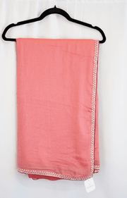Peach Pink Satin Silk Saree with Diamond Zari Border