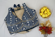 Navy Blue Embroidered Mirror Work Garba Blouse