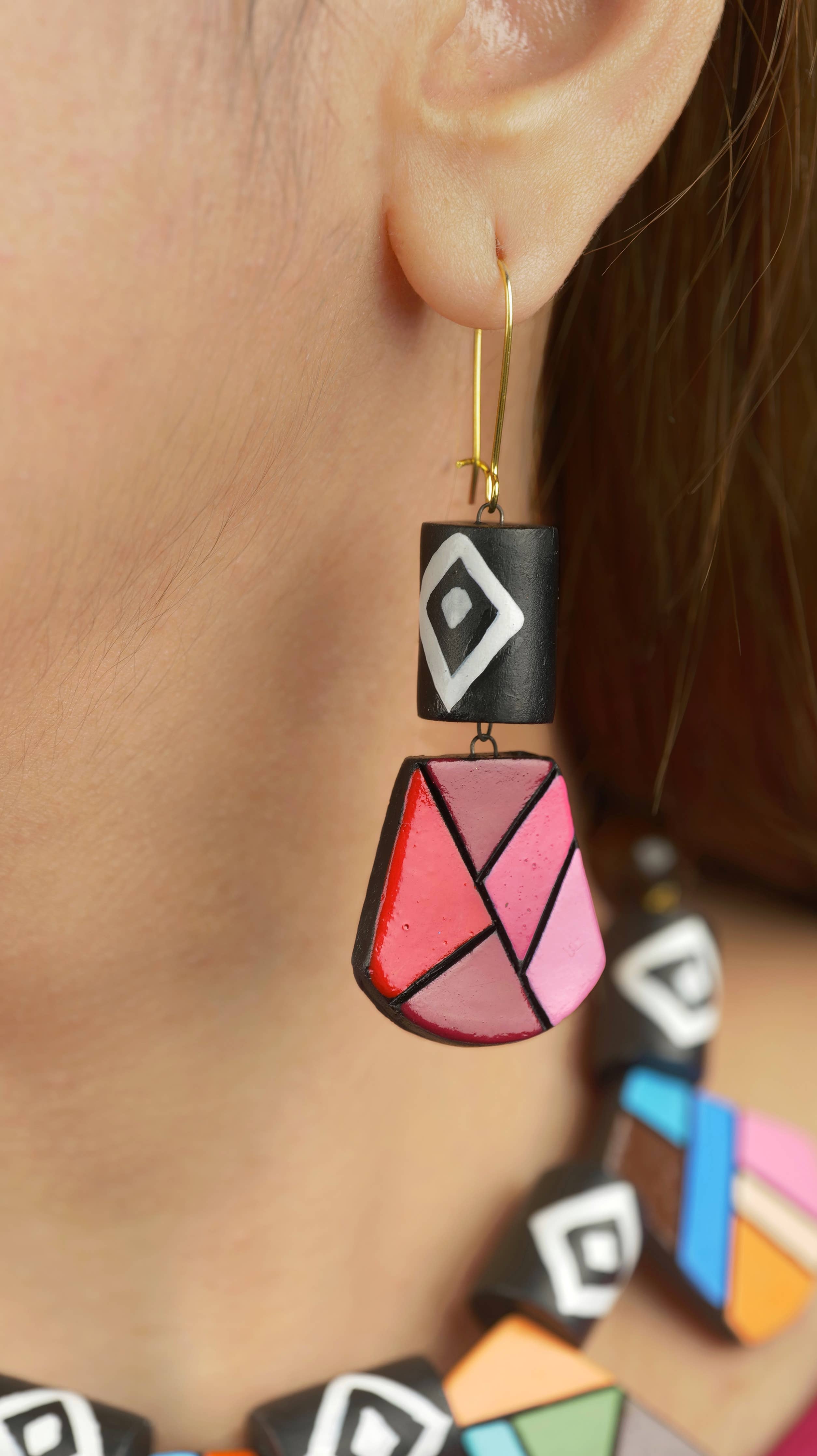 Geometric Clay Set | Clay Earrings | Earthen Clay Necklace