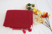 Crimson Red Net Embroidered Party Wear Saree