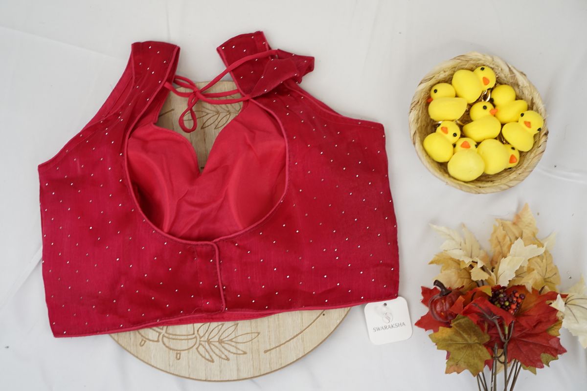 Ruby Red Sequin Dotted Blouse