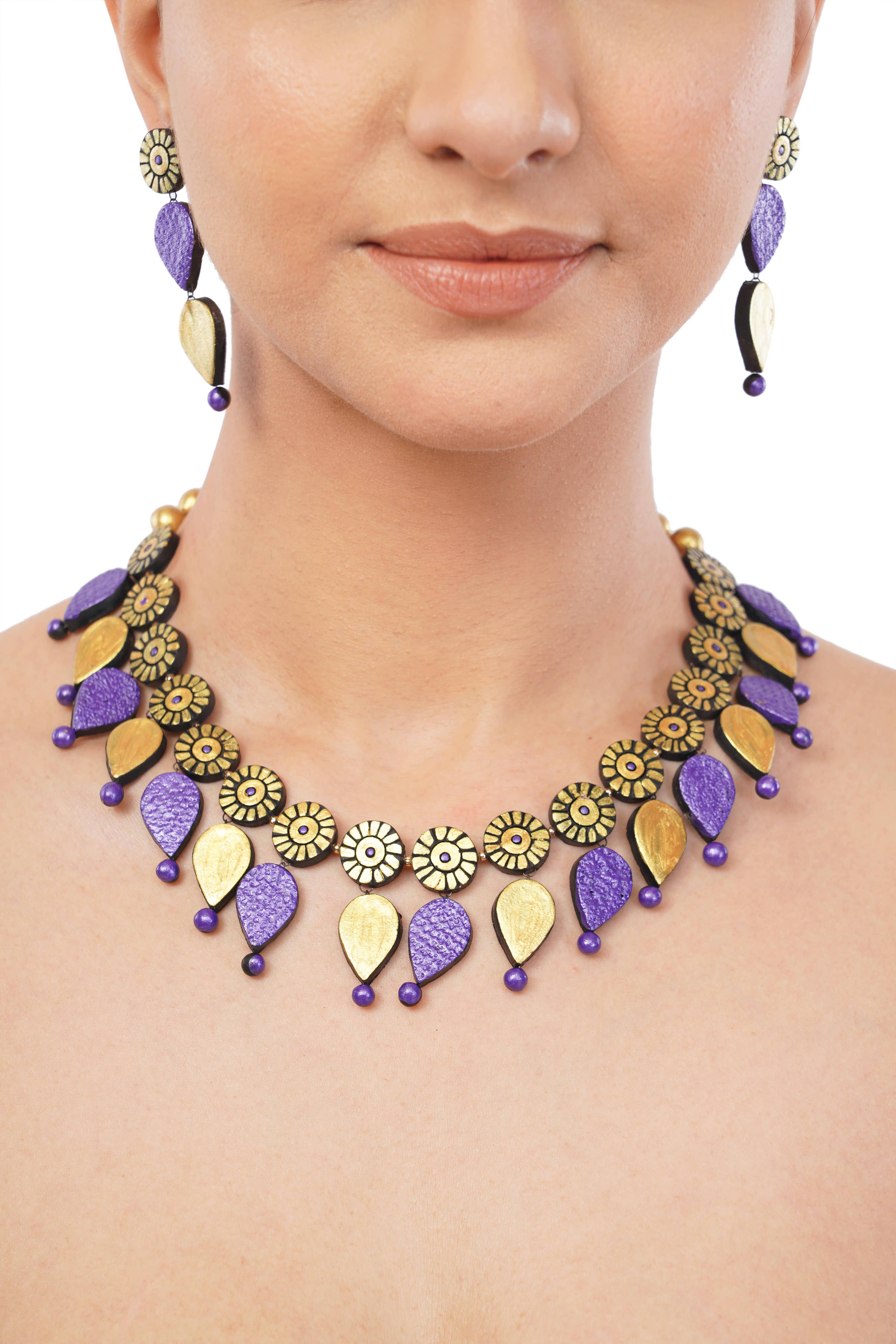 Water Droplet Jewelry Set | Clay Jewelry | Purple Jewelry