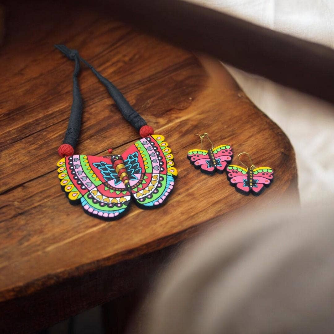 Butterfly Multicolored Jewelry Set | Clay Jewelry | Boho Set