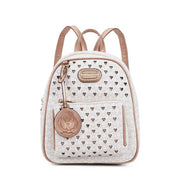 Brangio White Heart-Perforated Mini Backpack