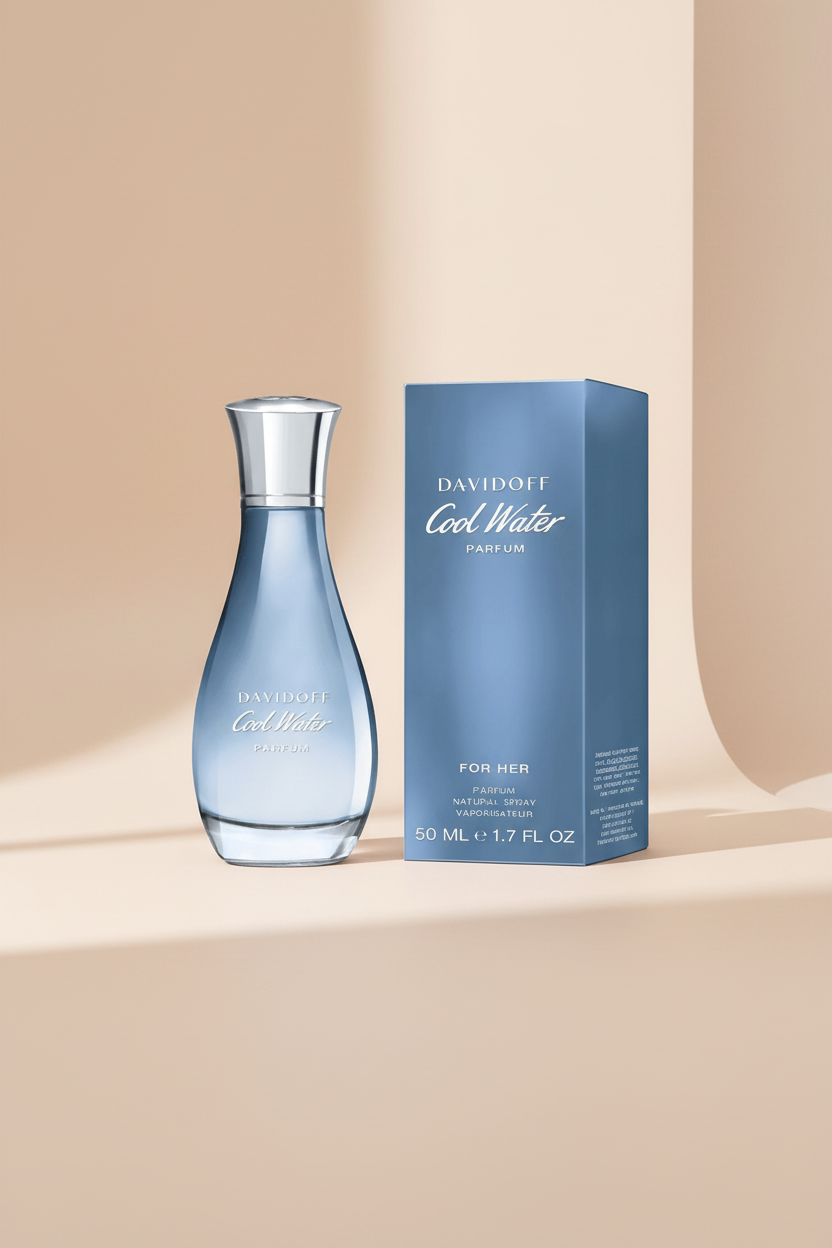 Davidoff Cool Water perfume bottle and packaging on a white background