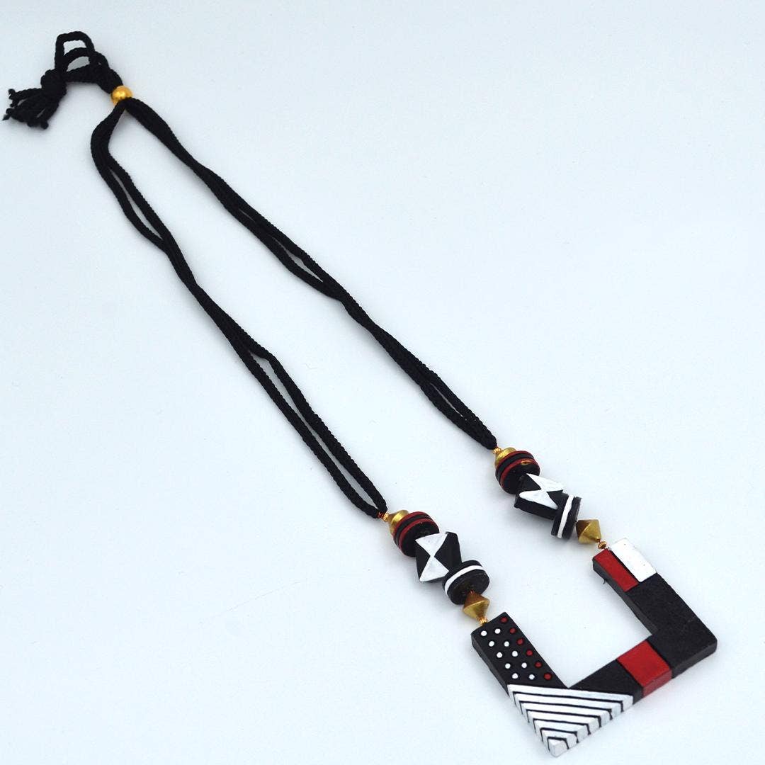 Square Bohemian Jewelry Set | Clay Necklace | Boho Jewelry