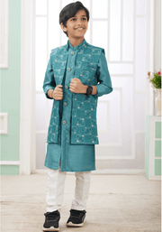Green Art Banarasi Silk PrintedReadymade Kurta Pajama