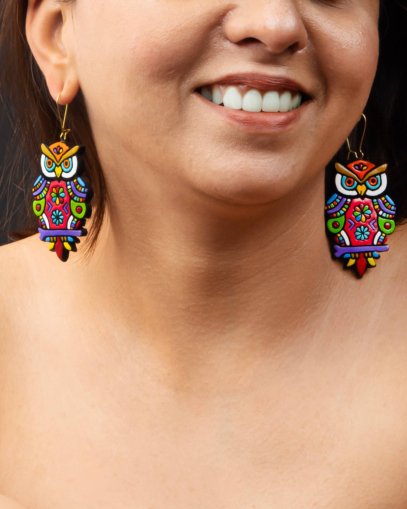 Big Owl Earring Set | Clay Jewelry | Drop Earring Set