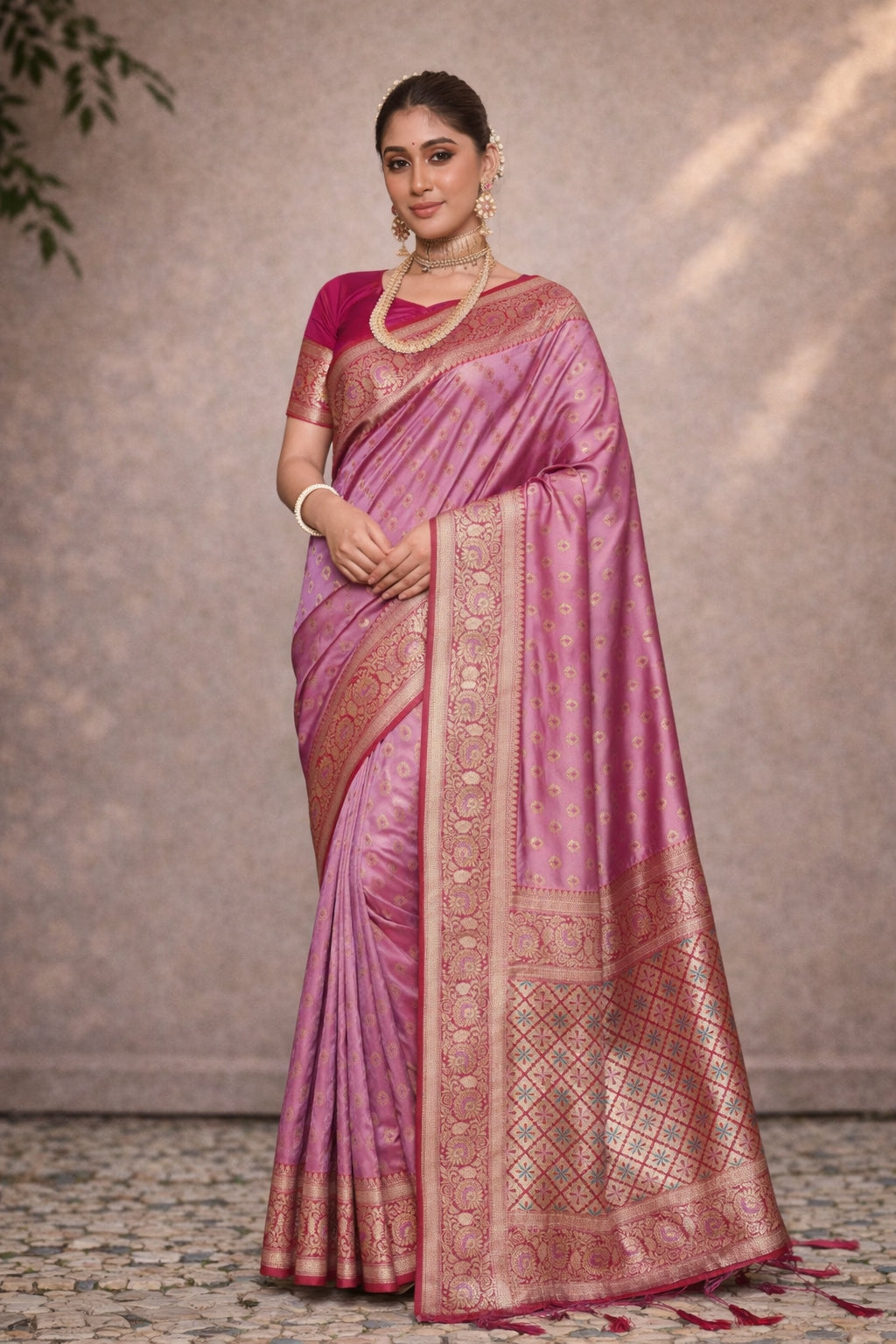 AS Pink Banarasi Silk Fancy Saree