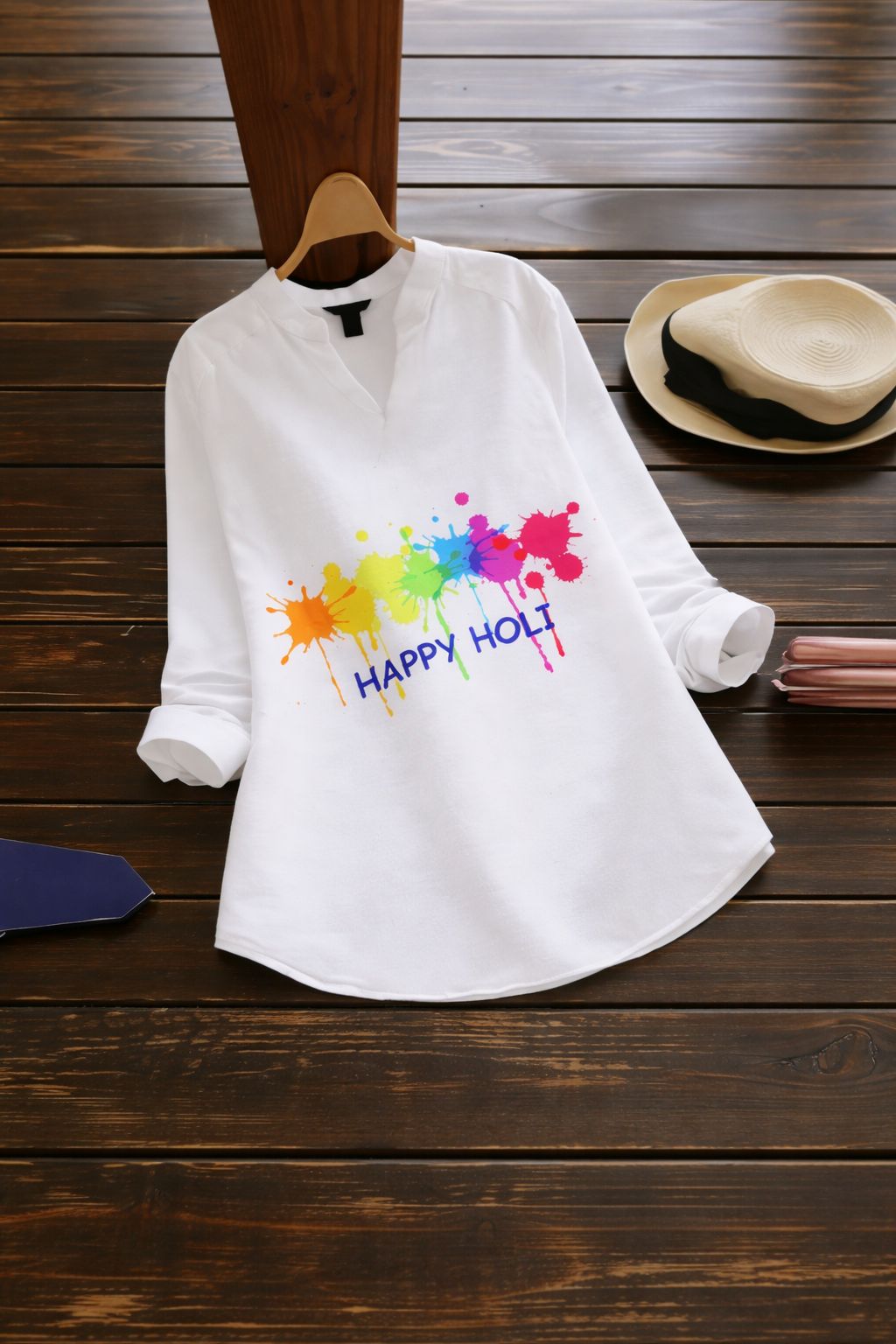 Happy Holi Paint Splash Printed Shirt