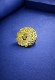 Golden Swirl Cluster Ring