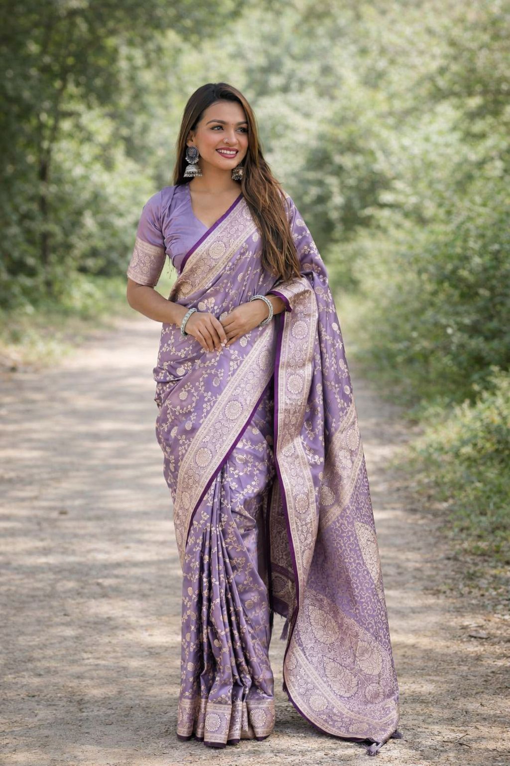Lavender Soft Banarasi Silk Saree