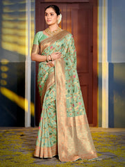 Light Blue  Banarasi Silk Heavy Saree