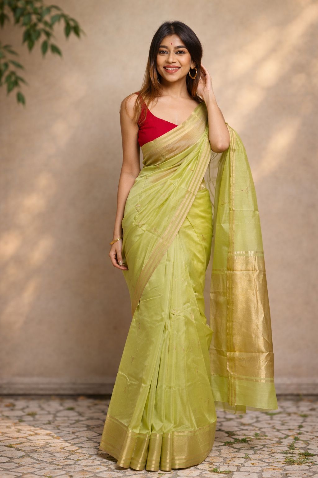 Light Green Banarasi Linen Fancy Saree