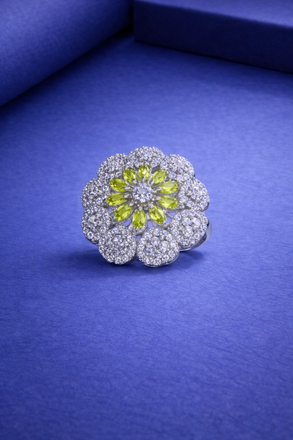 Lime Radiance Bloom Statement Ring