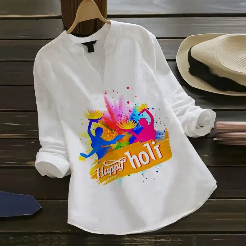Happy Holi Festival Dance Printed Shirt