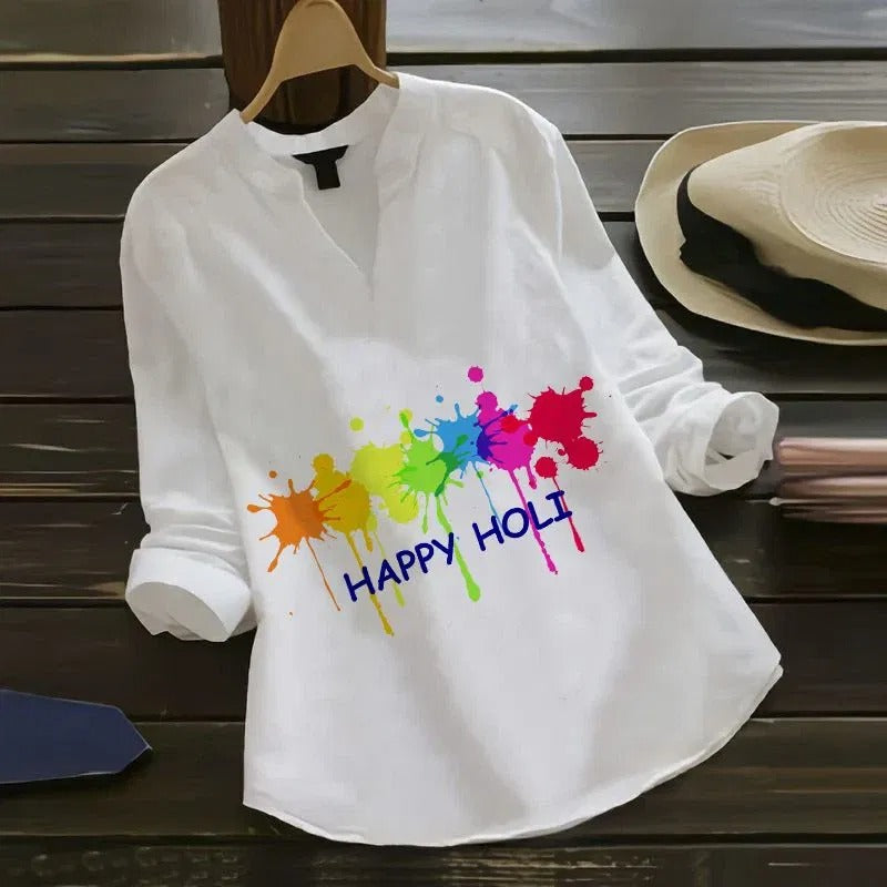Happy Holi Paint Splash Printed Shirt