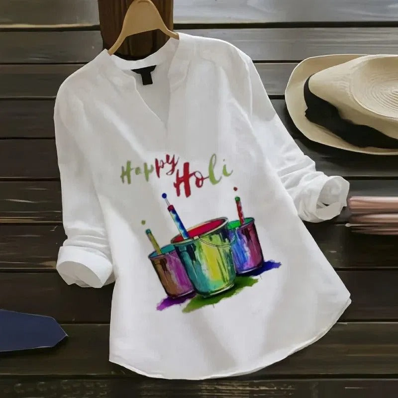 Happy Holi Color Bucket Printed Festive Shirt