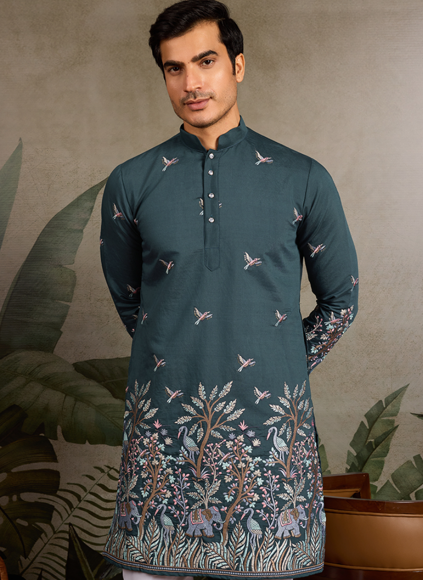 Emerald Forest Embroidered Men’s Kurta