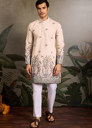 Ivory Blush Forest Embroidered Men’s Kurta