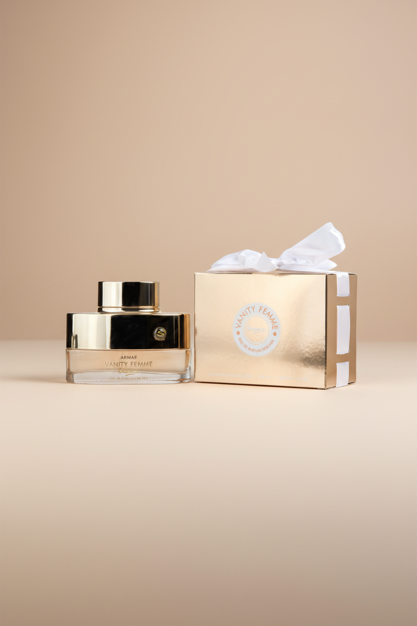 Vanity Femme perfume bottle and packaging on a white background