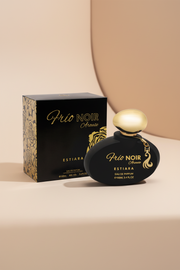 Estiara Frio Noir Arouse perfume bottle and packaging on a white background