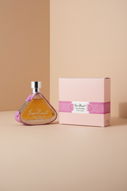 Triangular perfume bottle with a pink and white box labeled 'Fres Nuit Valentina' on a white background.