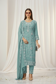 Light Blue Embroidered Salwar Suit Set