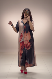 Abstract Floral Printed Indo-Western Shirt Dress