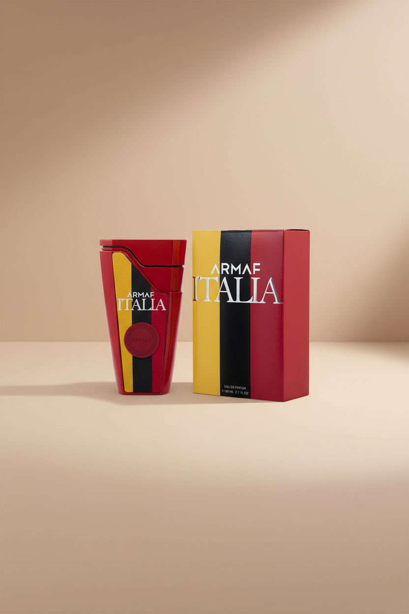 Armaf Italia perfume bottle and packaging on a white background