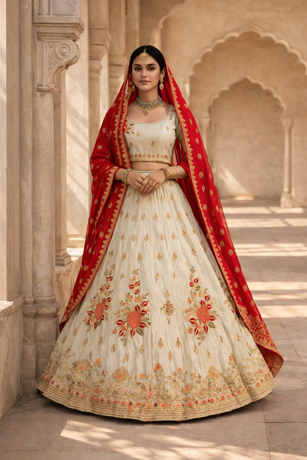 White Tissue Hand Work Lehenga Choli
