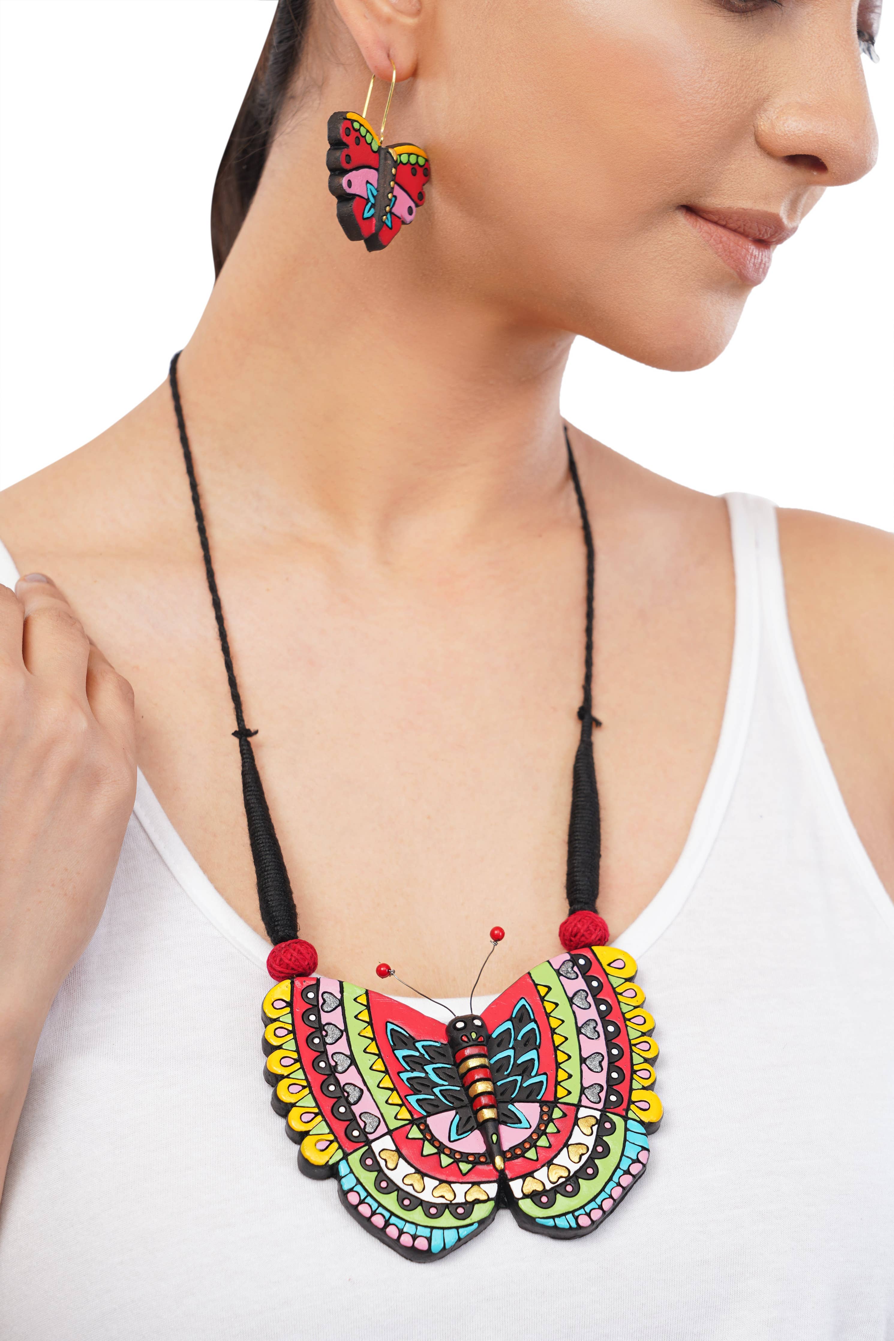 Butterfly Multicolored Jewelry Set | Clay Jewelry | Boho Set