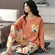 Peach Blossom Printed Cotton Loungewear Set