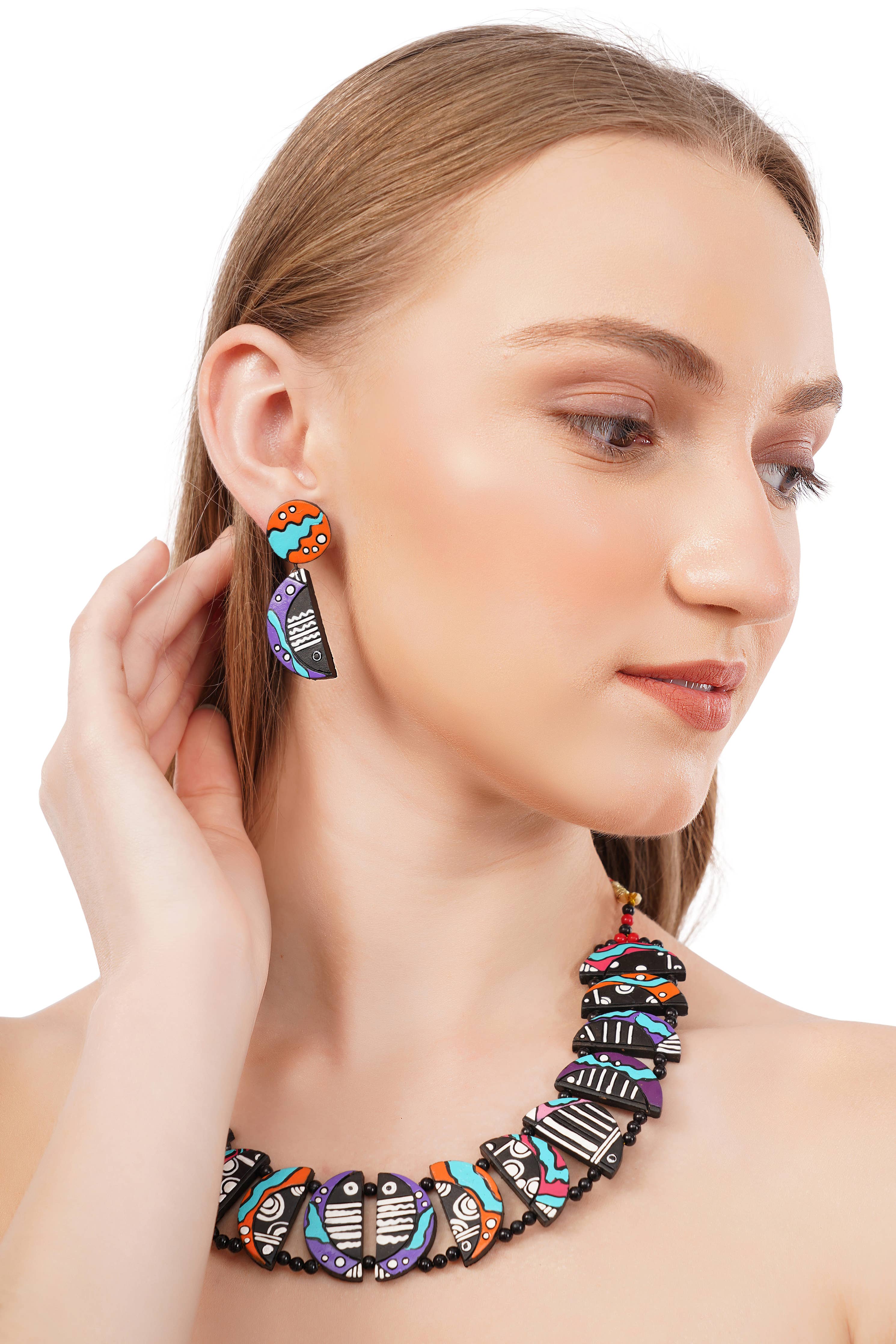 Crab Jewelry Set | Clay Jewelry | Multicolor Boho Set