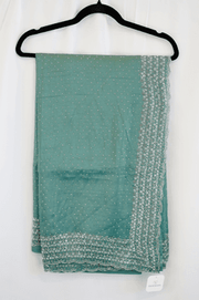 Sea Green Georgette Saree with Silver Sequin Embroidery Border