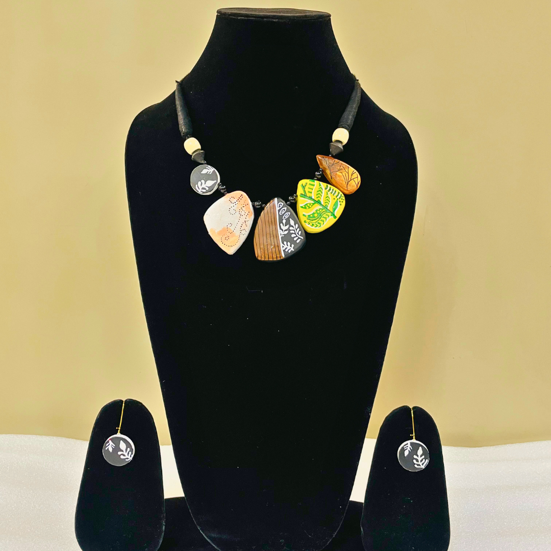 Yellow Forest Jewelry Set | Clay Jewelry | Floral Jewelry