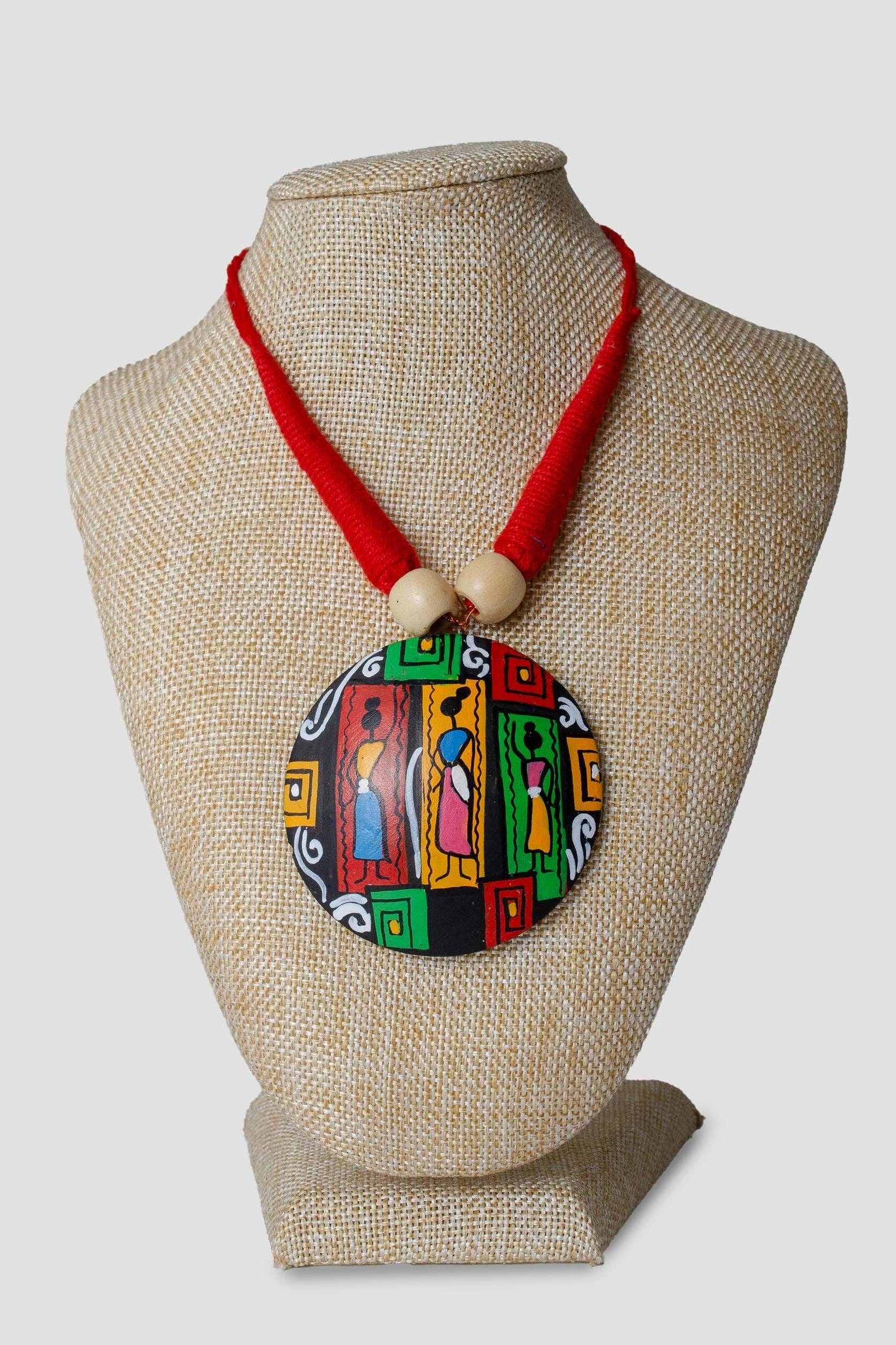 Red Oval Jewelry Set | Clay Jewelry | Geometric Jewelry