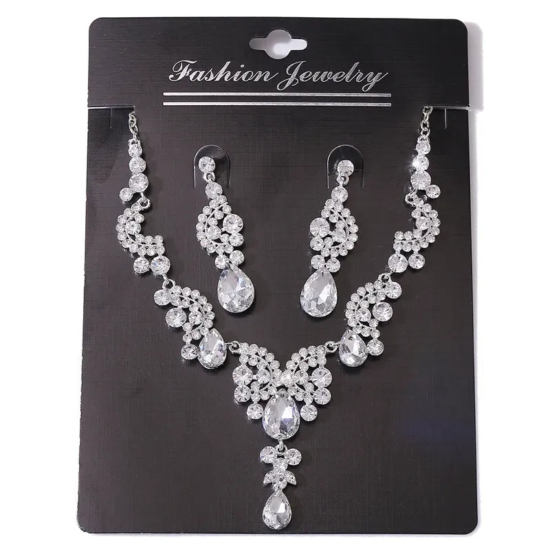 Crystal Teardrop Bridal Jewelry Set