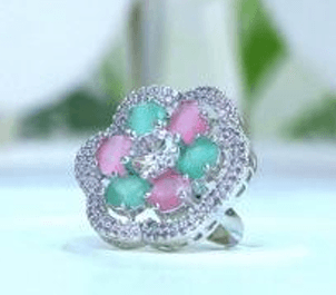 Mint Blush Floral Stone Ring
