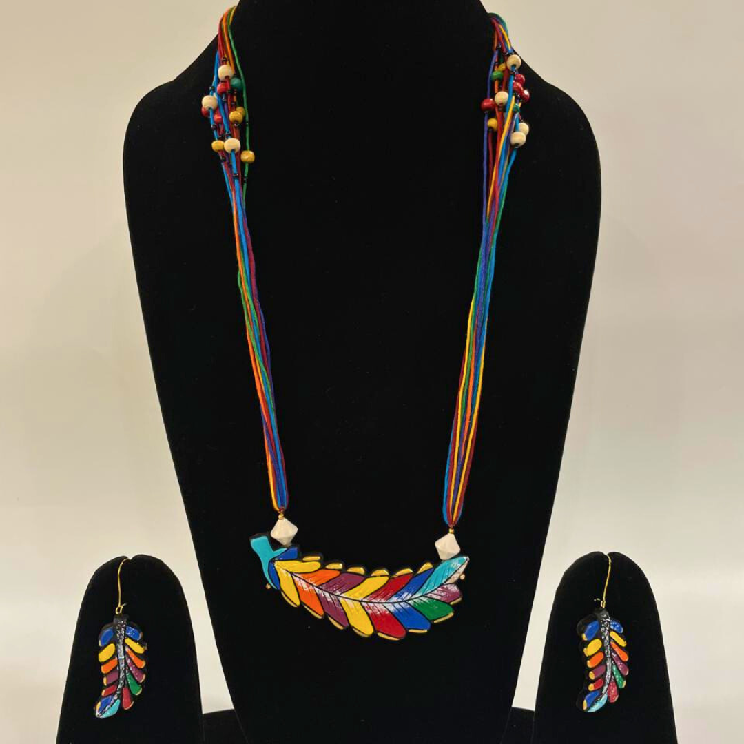 Multicolored Leaves Set | Clay Jewelry | Leaf Jewelry Set