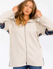 Women’s Long Sleeve Zip-Up Colorblock Striped Sweater Cardigan
