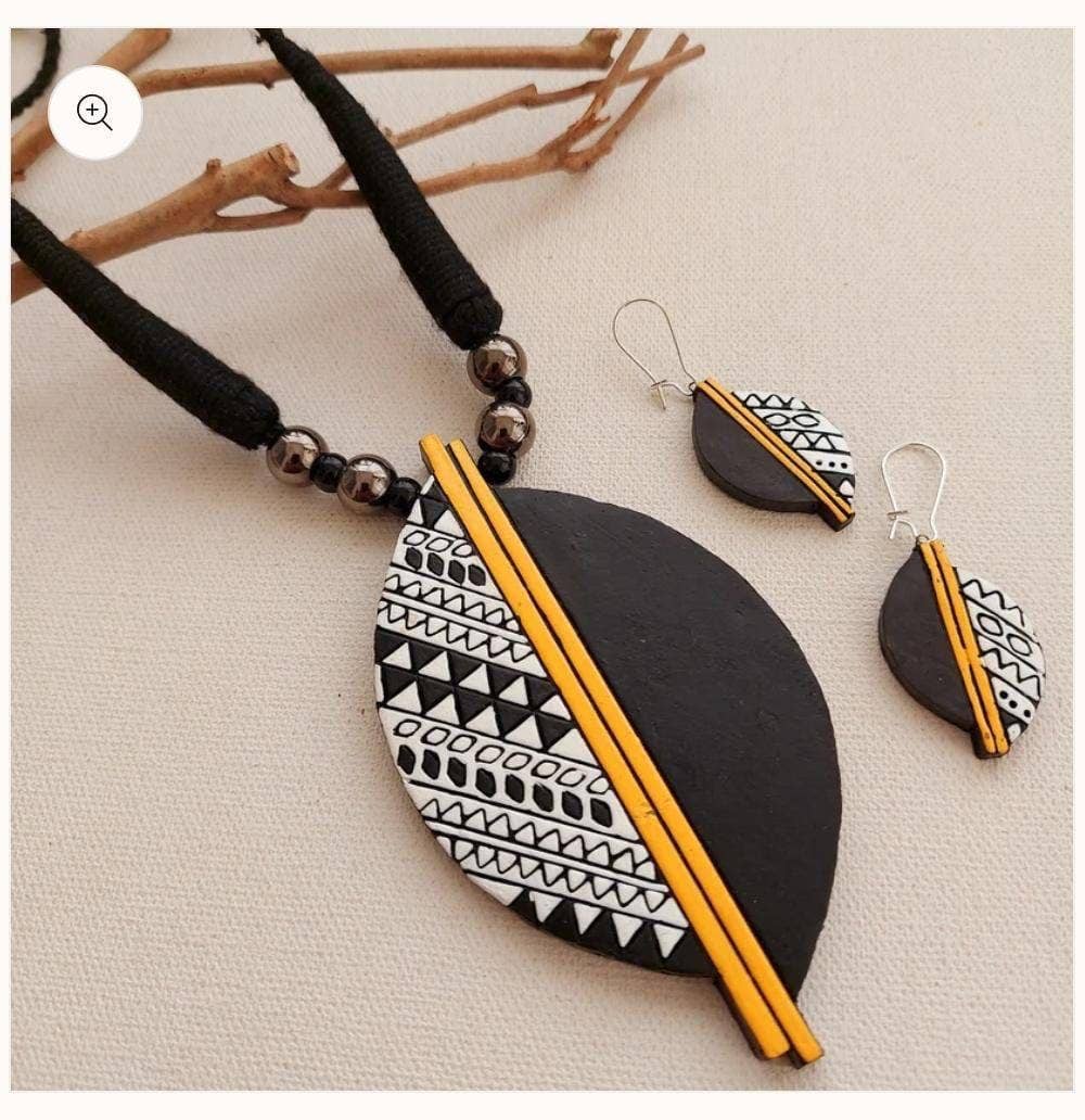 Autumn Jewelry Set | Clay Jewelry | Black Leaf Jewelry