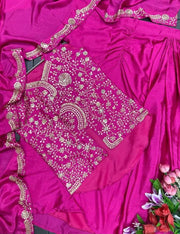 Pink Chinon Embroidered Party Wear Indo Western