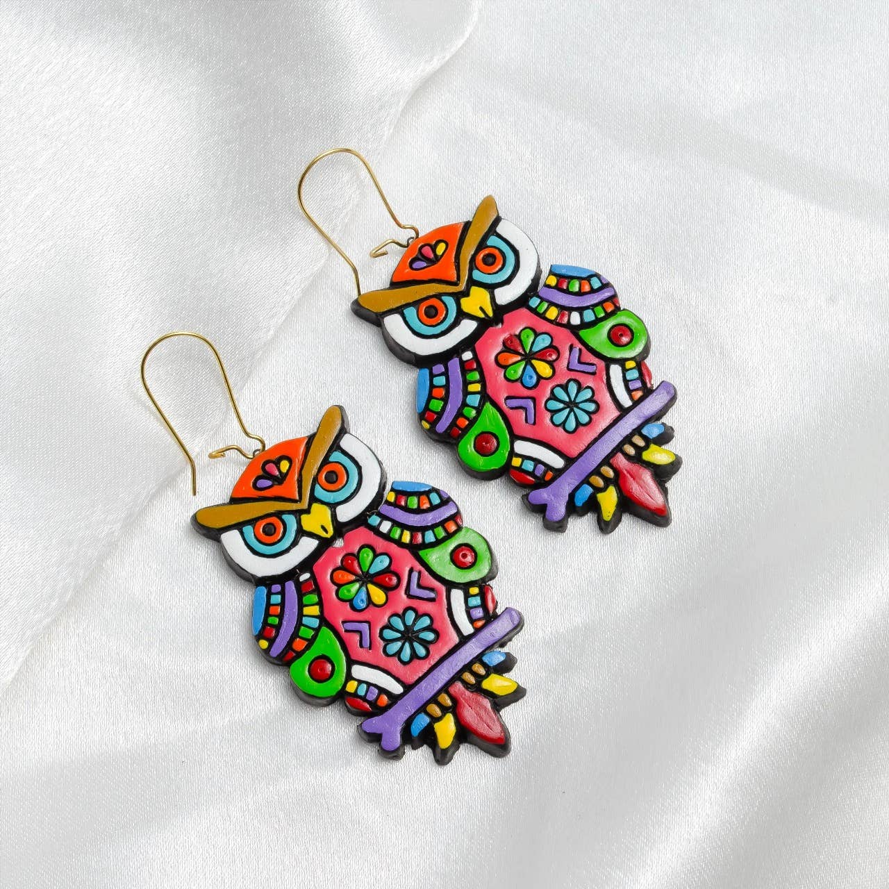 Big Owl Earring Set | Clay Jewelry | Drop Earring Set