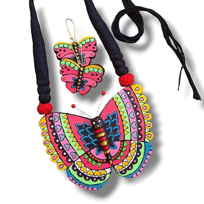 Butterfly Multicolored Jewelry Set | Clay Jewelry | Boho Set