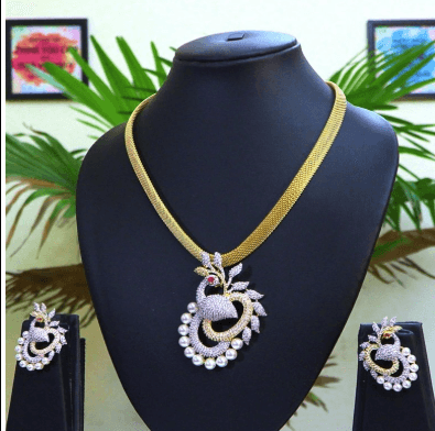 Royal Gold Peacock CZ Necklace Set