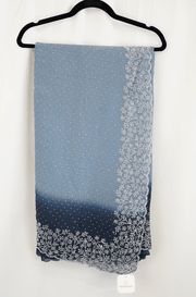 Steel Blue Ombre Georgette Saree with Silver Sequin Embroidered Floral Border
