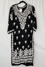 Black and White Hand Embroidered Chikankari Kurti